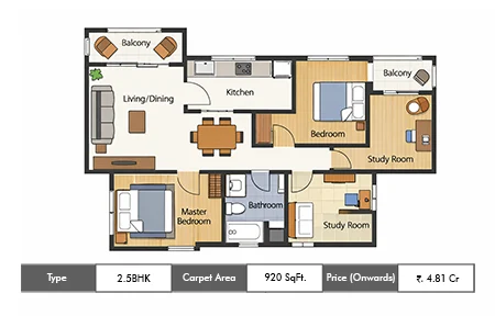 2.5 BHK 920 SqFt