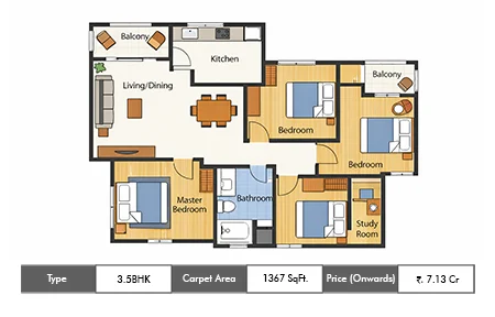 3.5 BHK 1367 SqFt